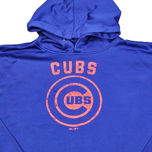Majestic Chicago Cubs Blue Screenprinted Hoodie Sweatshirt Mens Size 3XL Tall - Picture 6 of 10